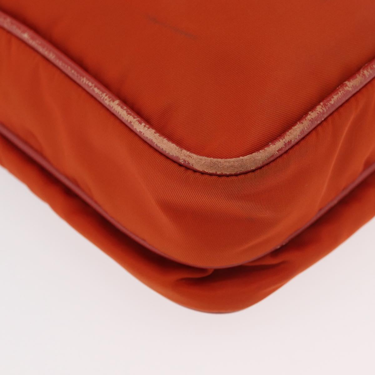 PRADA Shoulder Bag Nylon Orange Silver Auth BA12584A