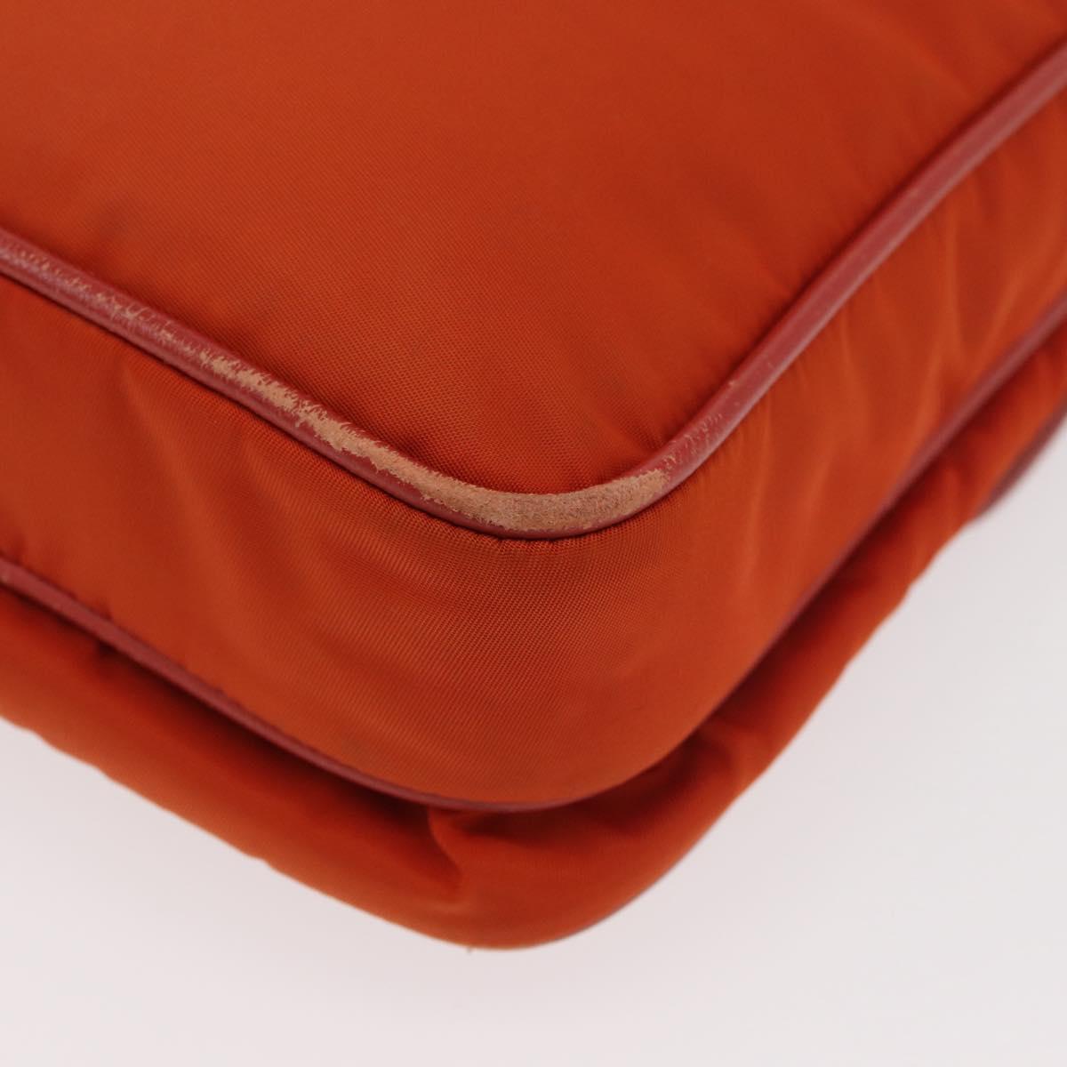 PRADA Shoulder Bag Nylon Orange Silver Auth BA12584A