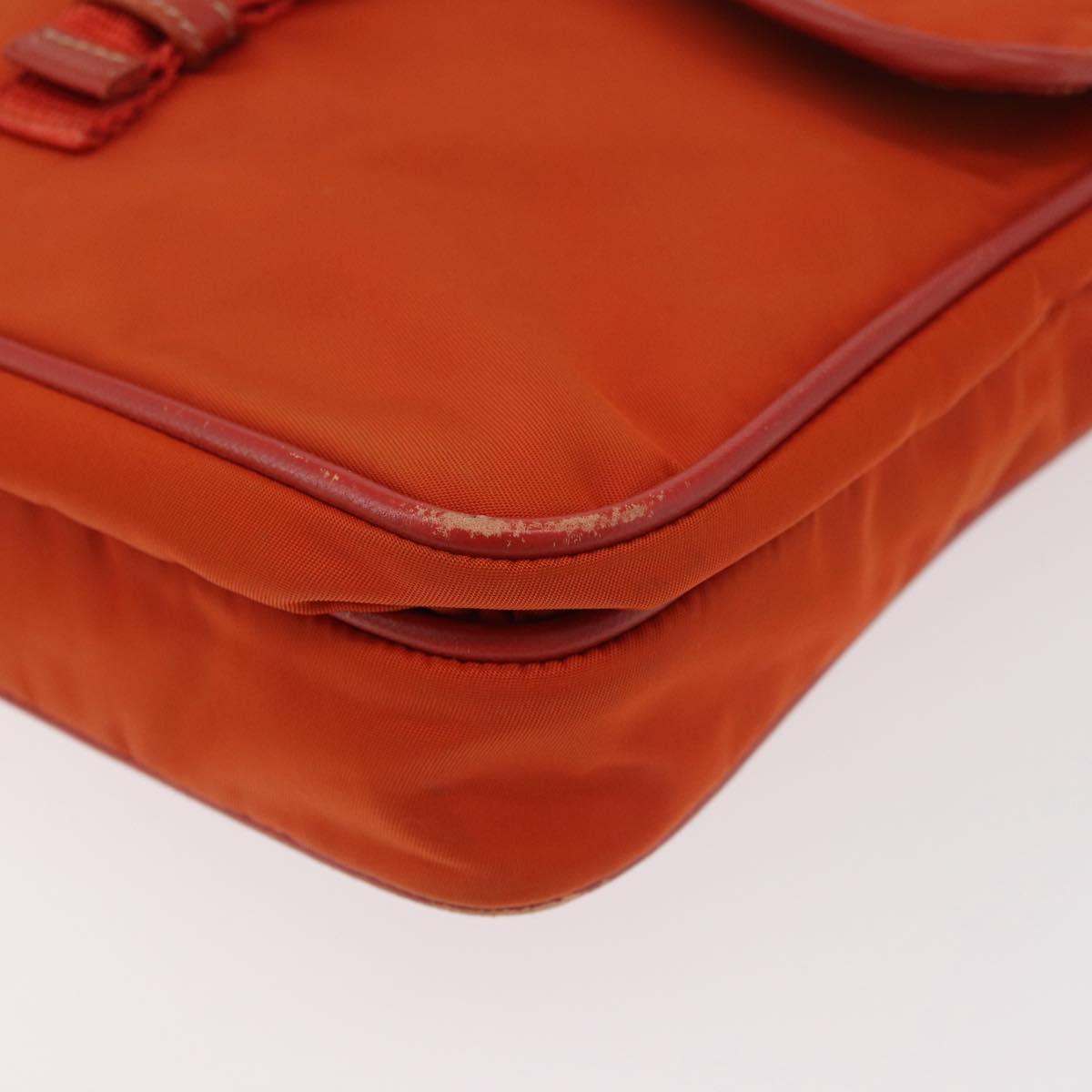 PRADA Shoulder Bag Nylon Orange Silver Auth BA12584A