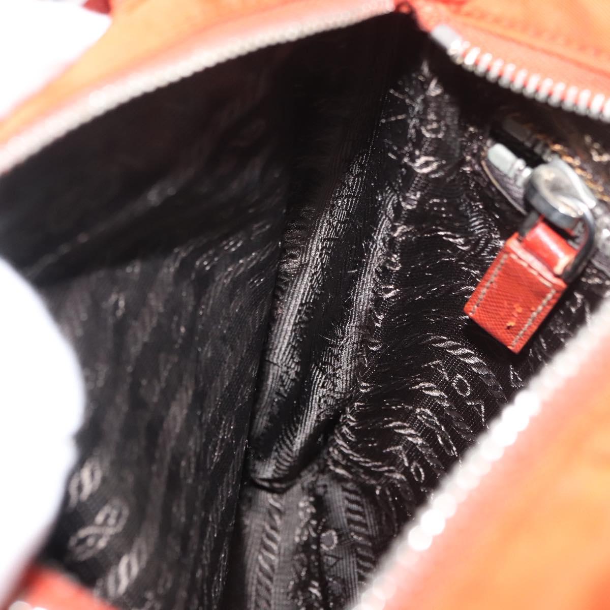PRADA Shoulder Bag Nylon Orange Silver Auth BA12584A