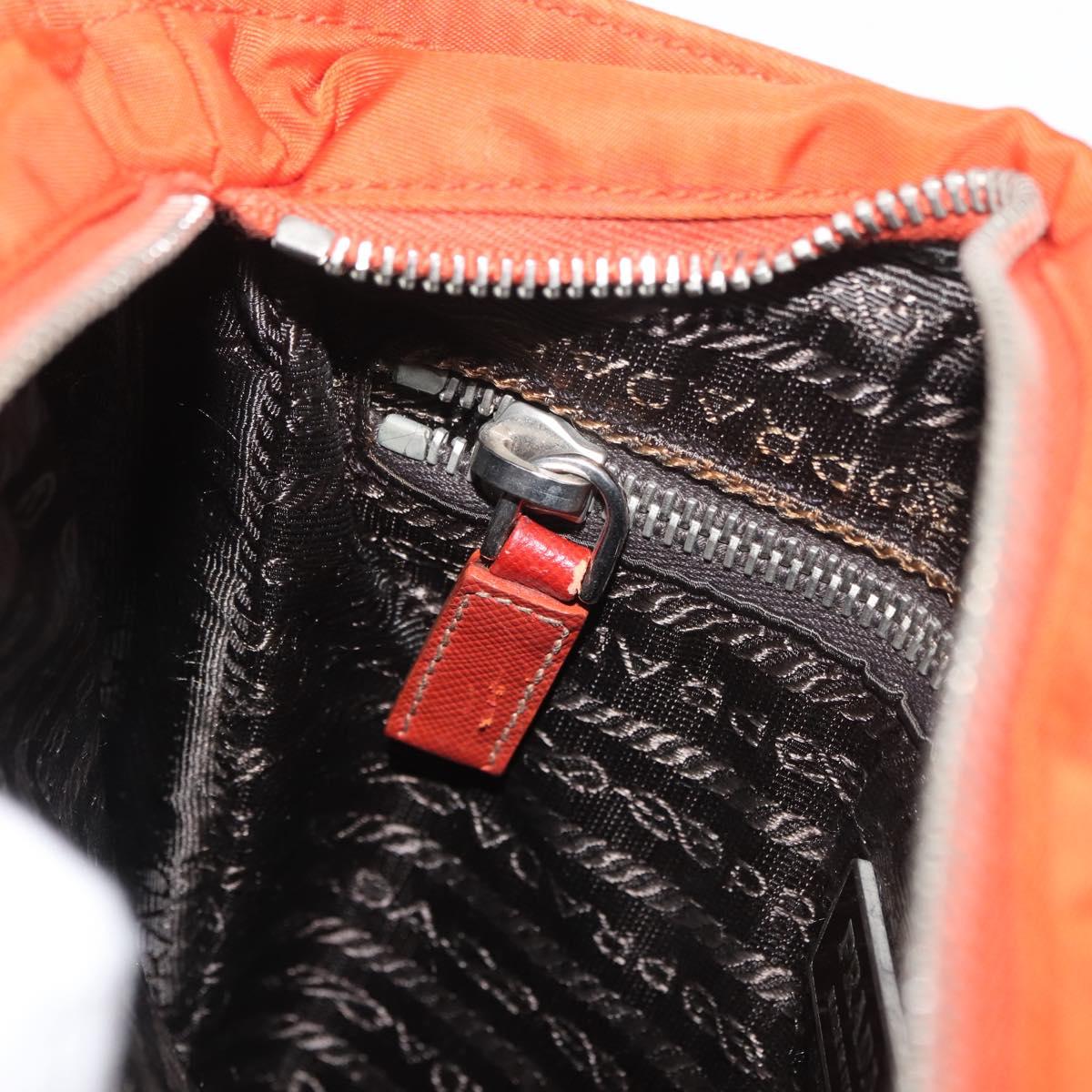 PRADA Shoulder Bag Nylon Orange Silver Auth BA12584A