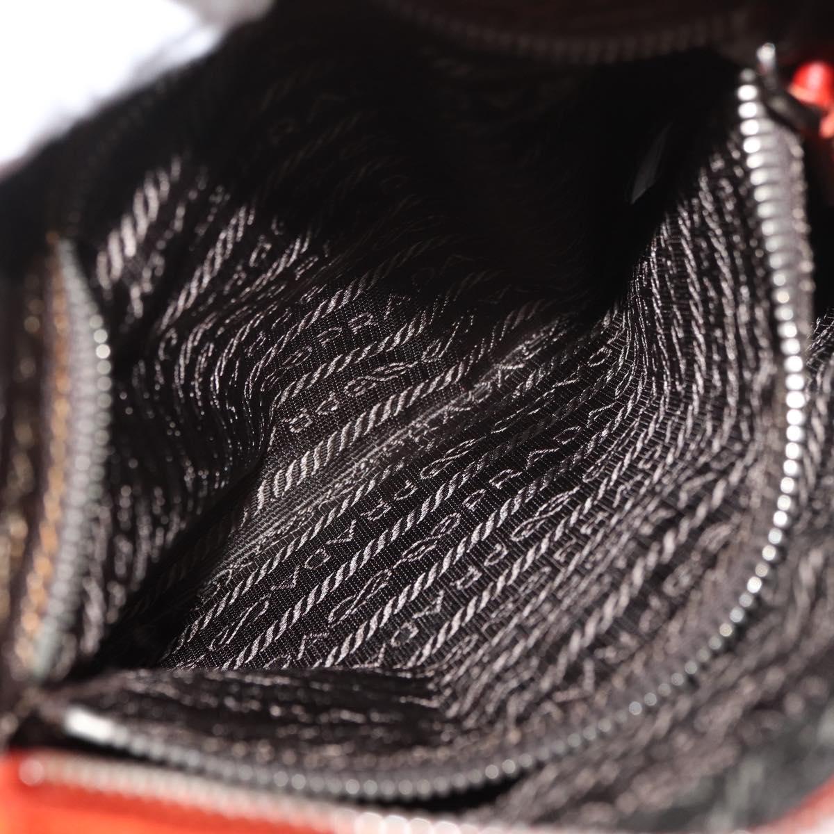 PRADA Shoulder Bag Nylon Orange Silver Auth BA12584A