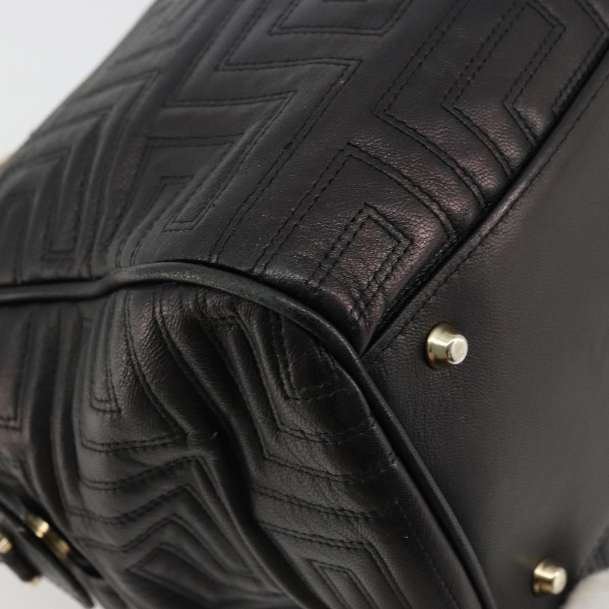 Gianni Versace Hand Bag Leather Black Gold Auth BA12587A