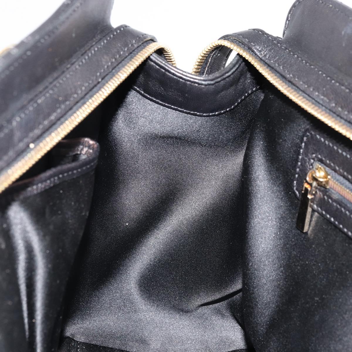 Gianni Versace Hand Bag Leather Black Gold Auth BA12587A