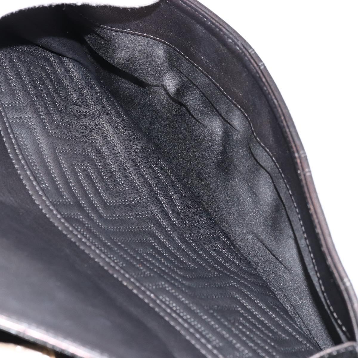 Gianni Versace Hand Bag Leather Black Gold Auth BA12587A