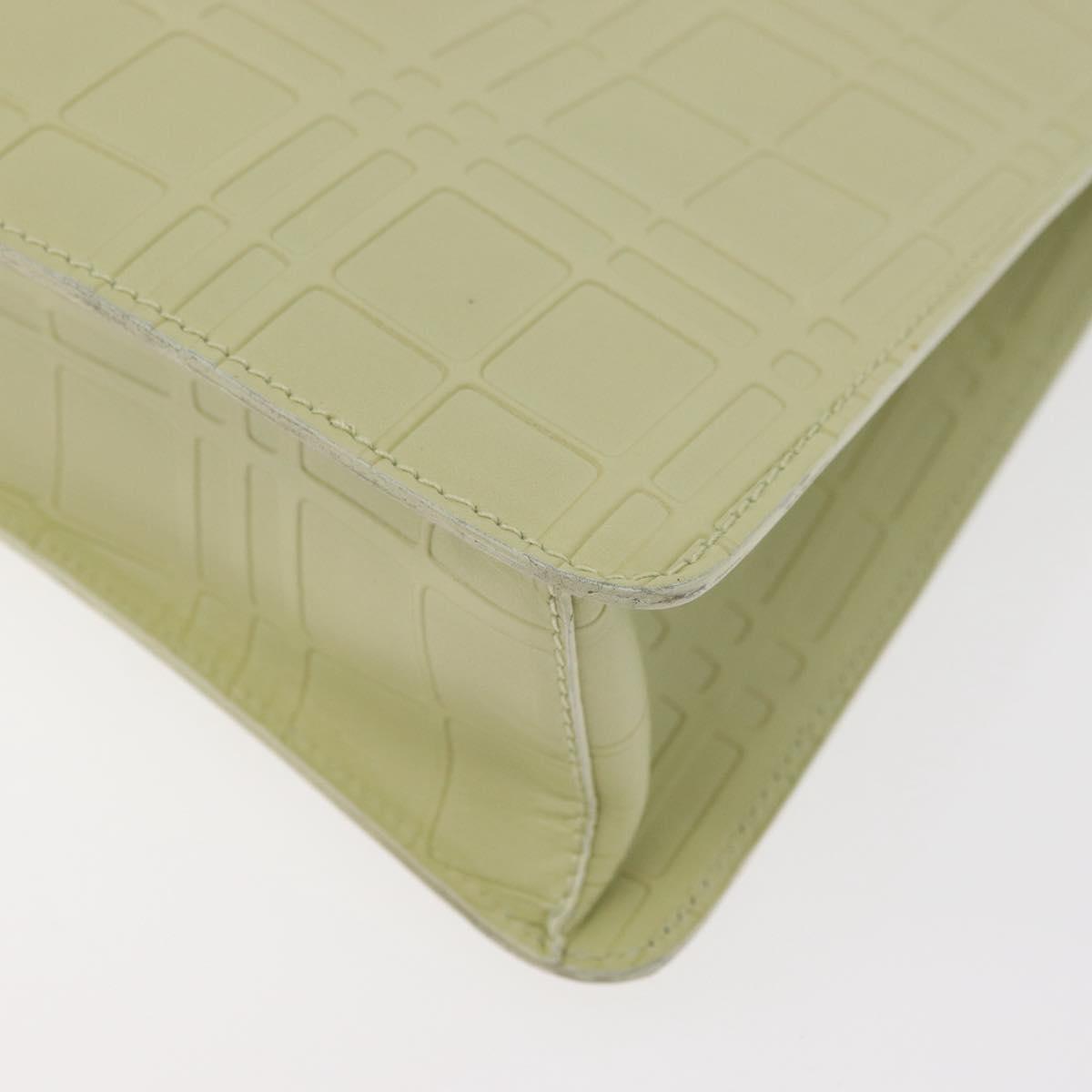 BURBERRY Shoulder Bag Leather Green Silver Auth BA12588A