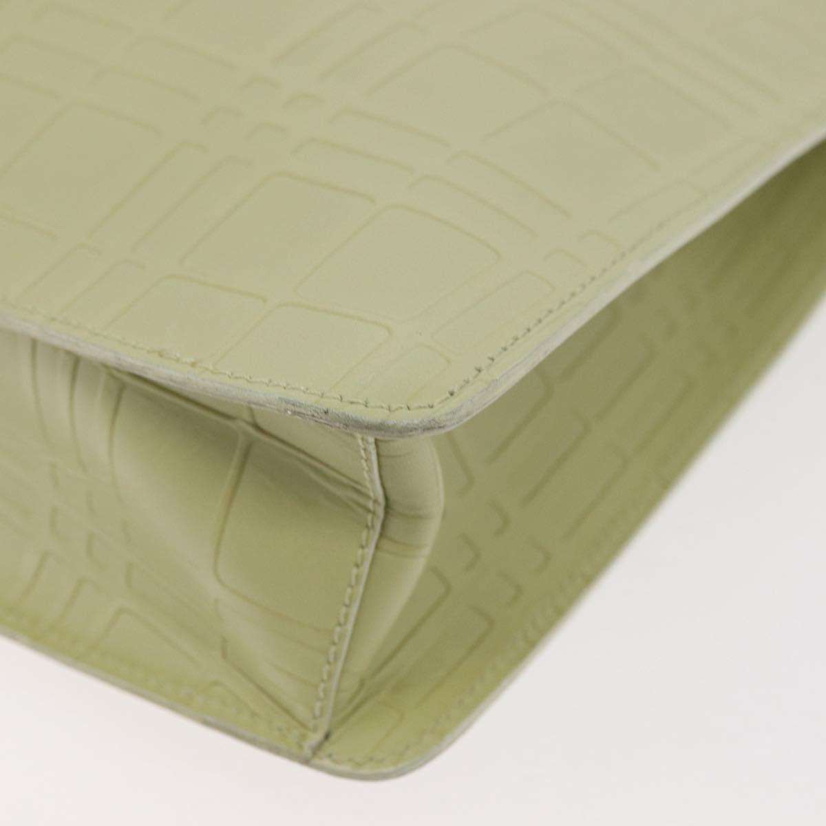 BURBERRY Shoulder Bag Leather Green Silver Auth BA12588A