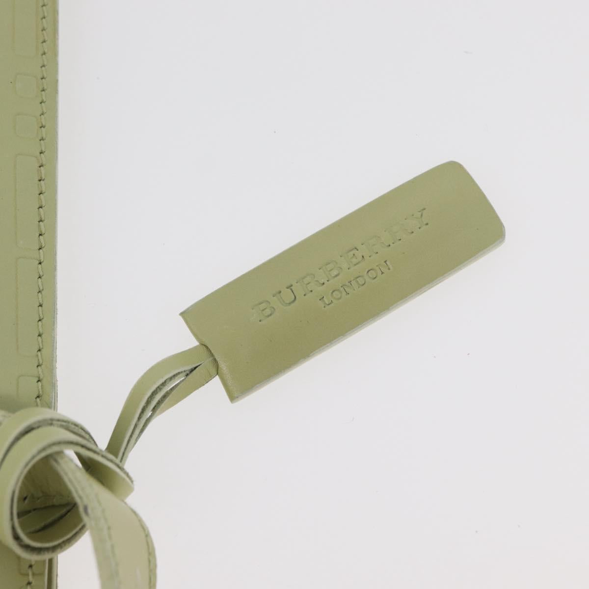 BURBERRY Shoulder Bag Leather Green Silver Auth BA12588A