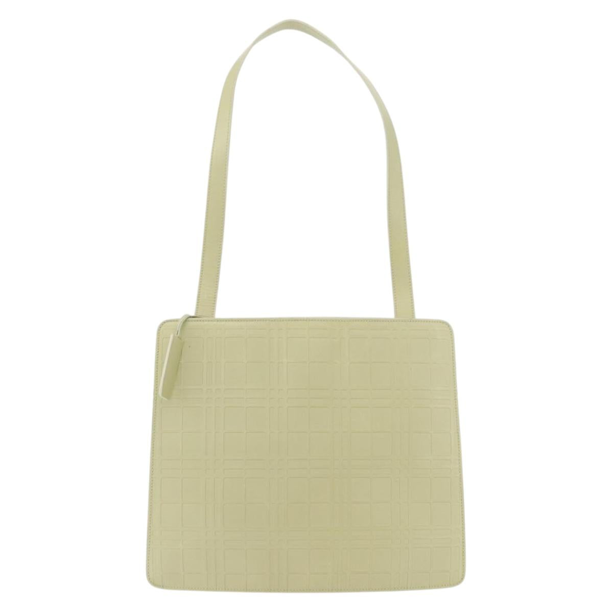 BURBERRY Shoulder Bag Leather Green Silver Auth BA12588A