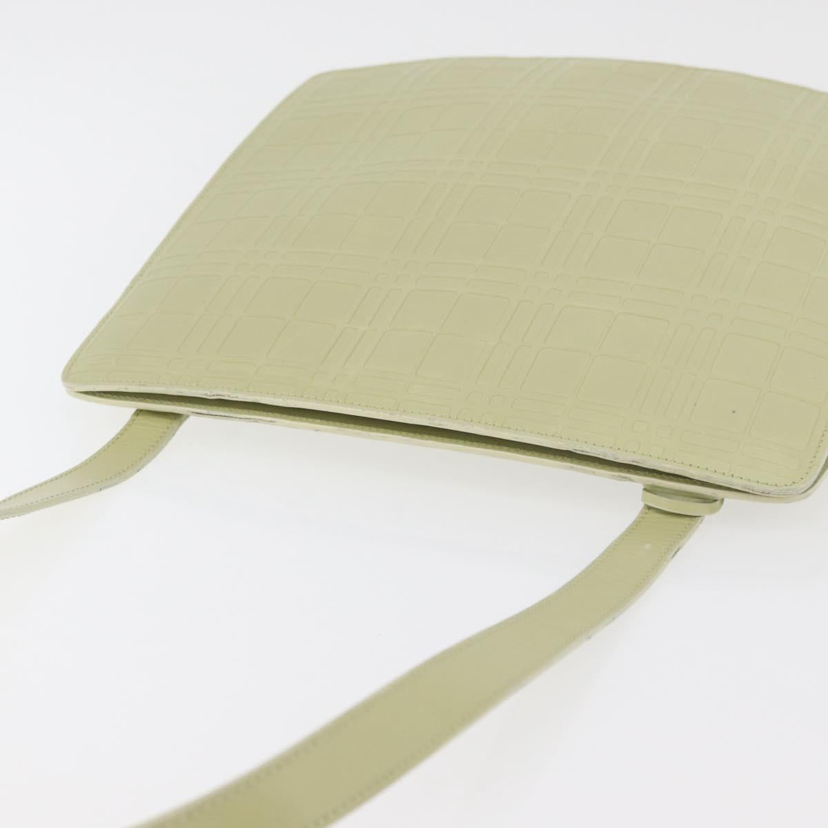 BURBERRY Shoulder Bag Leather Green Silver Auth BA12588A