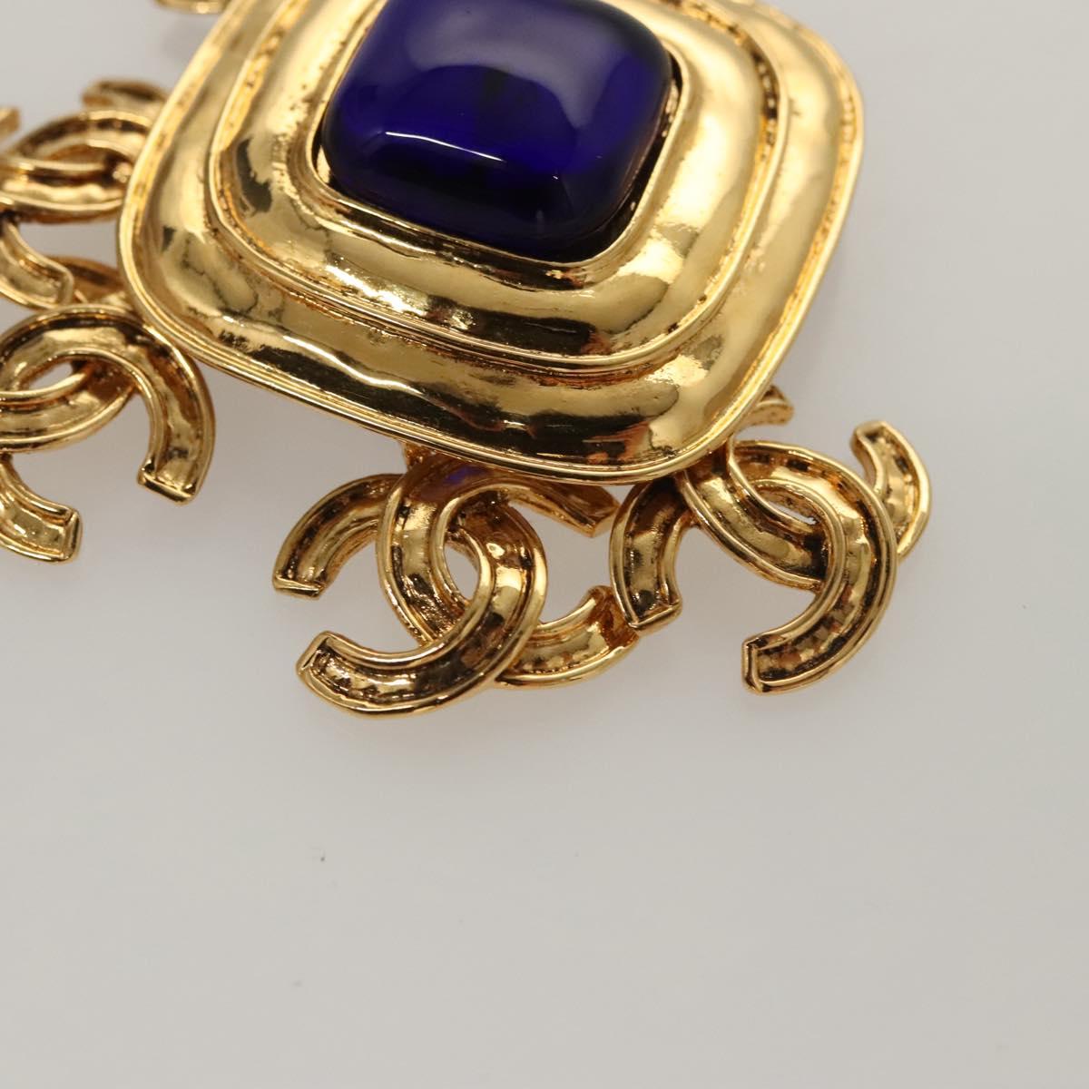 CHANEL Brooch metal Gold CC Auth BA1258SAM