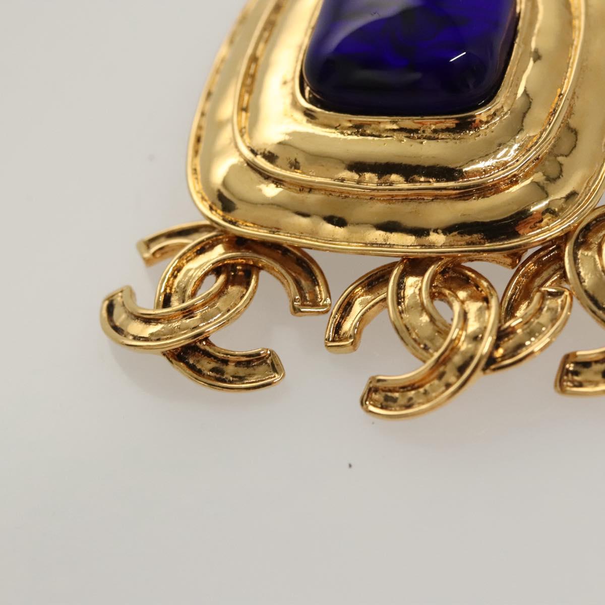 CHANEL Brooch metal Gold CC Auth BA1258SAM