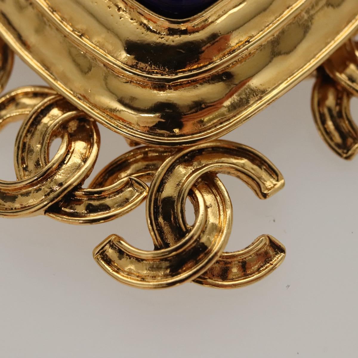 CHANEL Brooch metal Gold CC Auth BA1258SAM
