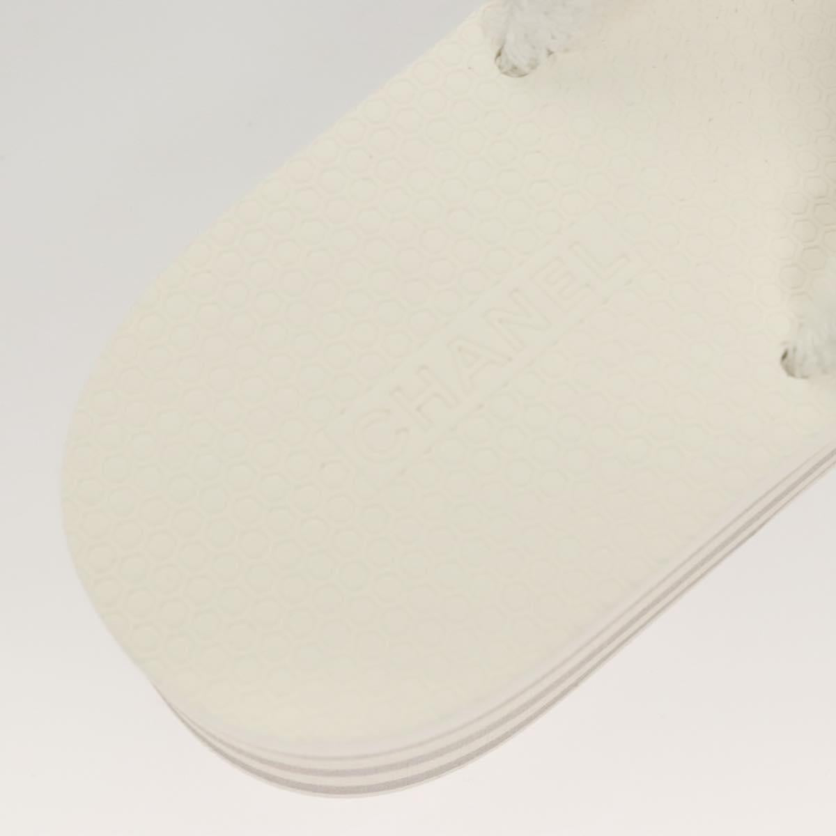 CHANEL Beach Sandals Cotton 39C White CC Auth BA1259SM