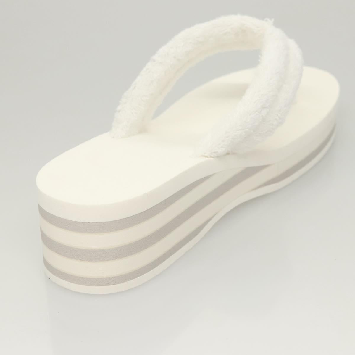 CHANEL Beach Sandals Cotton 39C White CC Auth BA1259SM