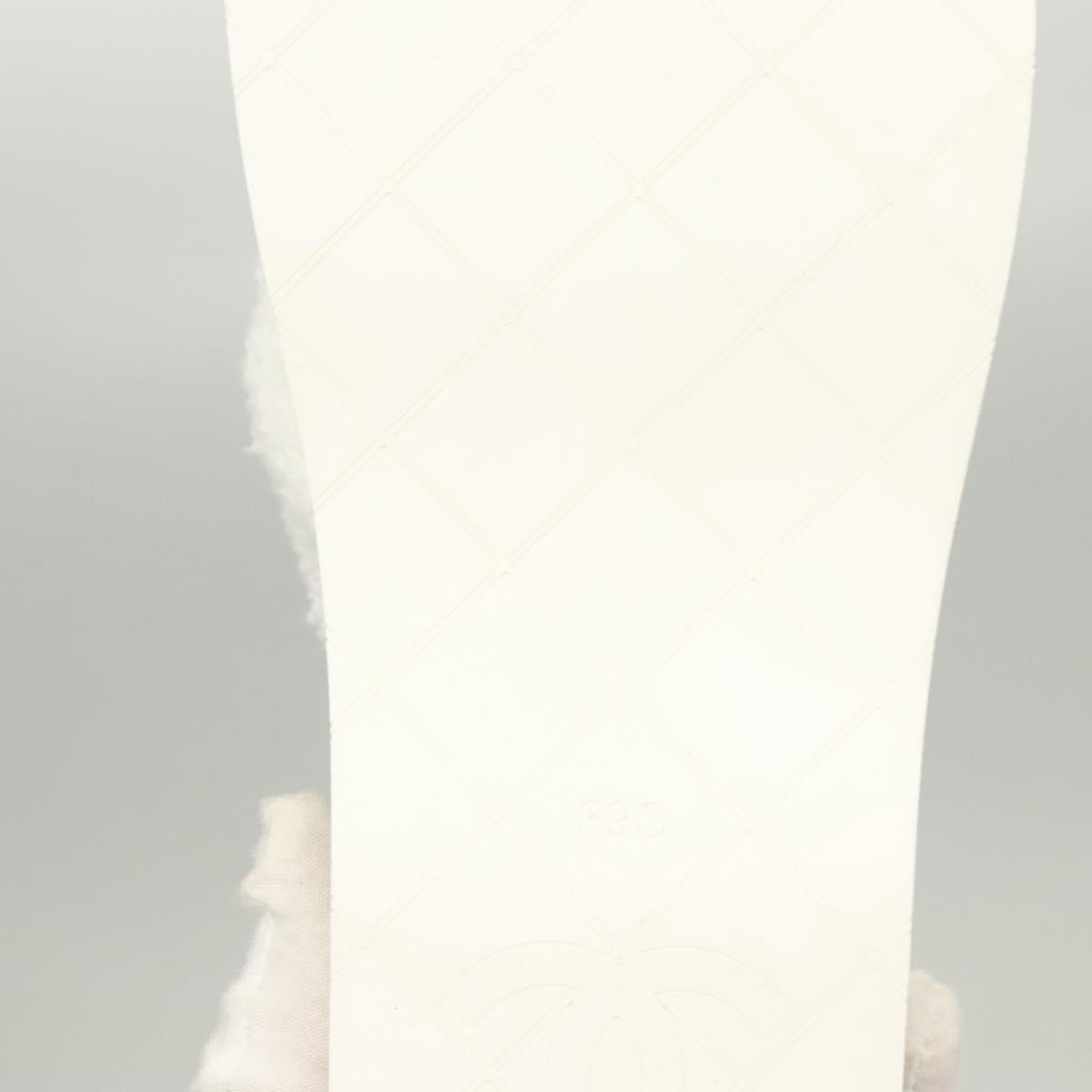 CHANEL Beach Sandals Cotton 39C White CC Auth BA1259SM