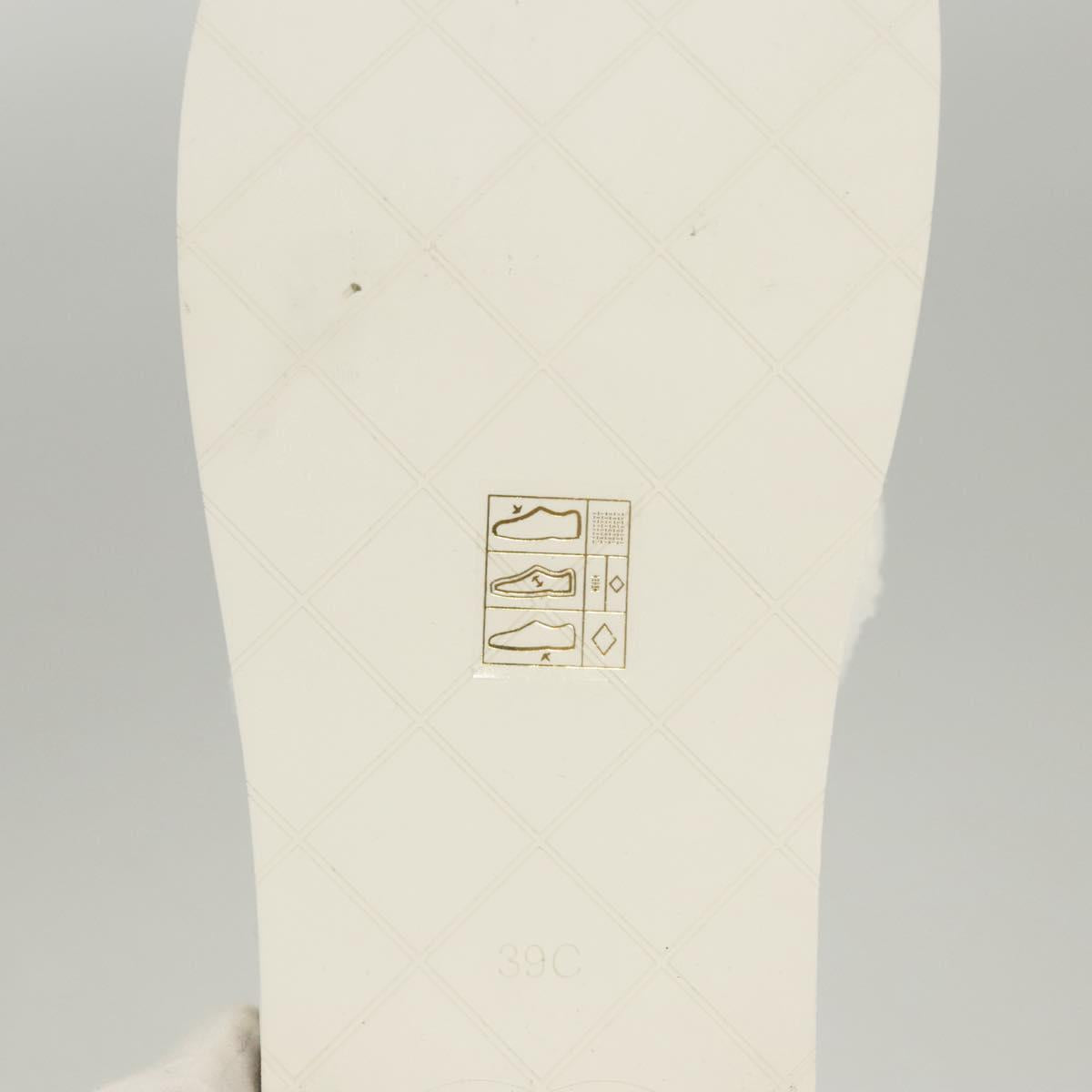CHANEL Beach Sandals Cotton 39C White CC Auth BA1259SM