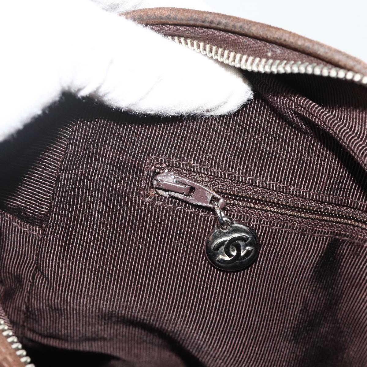 CHANEL Chain Shoulder Bag Suede Brown Silver CC Auth BA12605