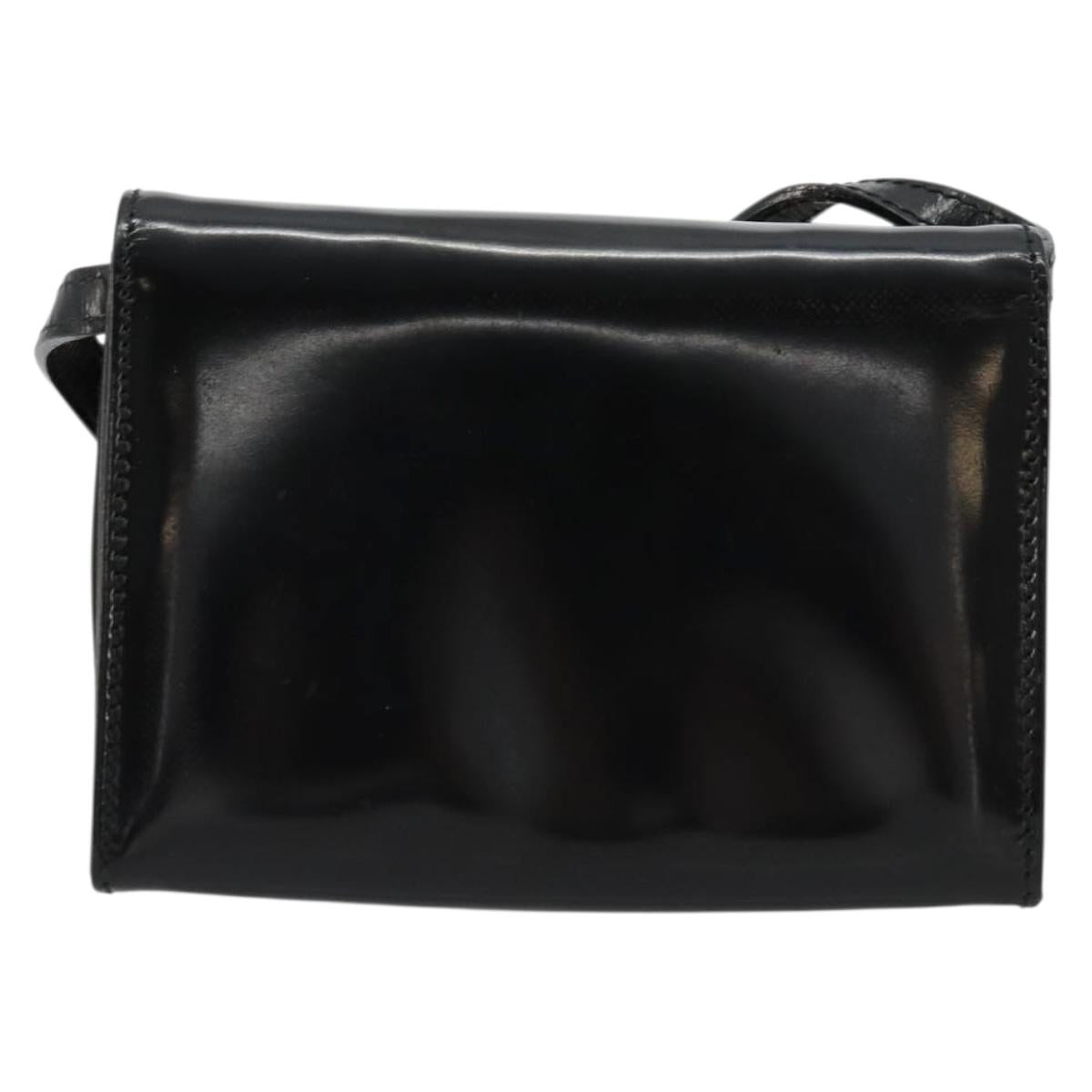Salvatore Ferragamo Vara Ribbon Bag Patent Leather Black Silver Auth BA12606