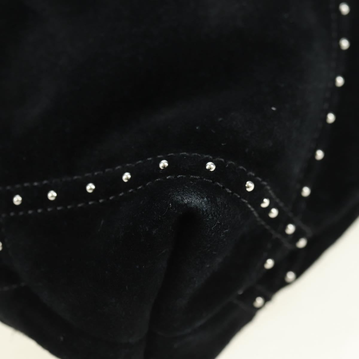 CHANEL 22 Drawstring Chain Shoulder Bag Suede Black Silver CC Auth BA12610SM