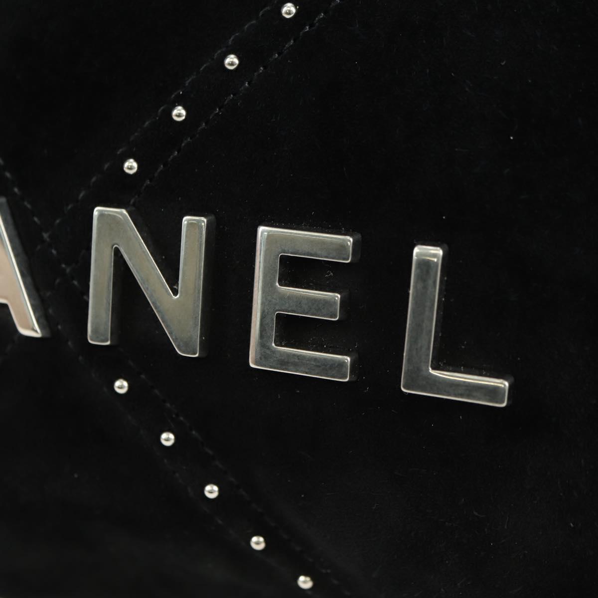 CHANEL 22 Drawstring Chain Shoulder Bag Suede Black Silver CC Auth BA12610SM