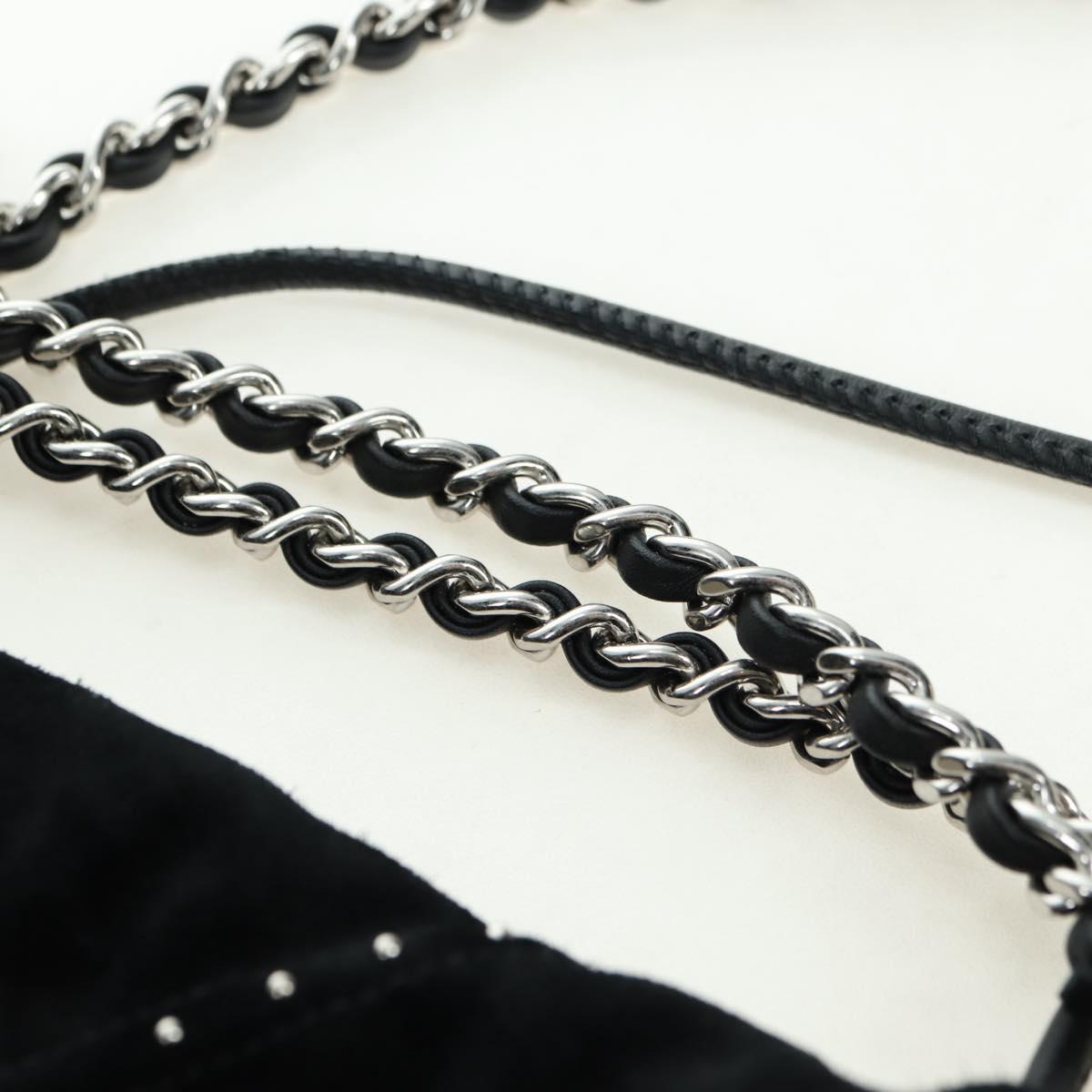 CHANEL 22 Drawstring Chain Shoulder Bag Suede Black Silver CC Auth BA12610SM