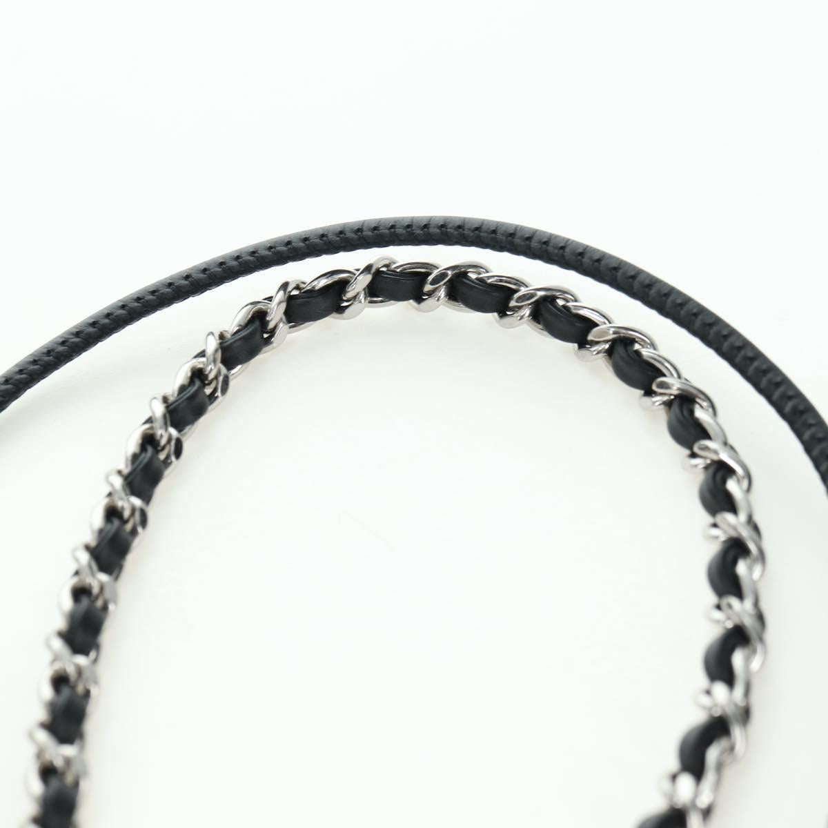 CHANEL 22 Drawstring Chain Shoulder Bag Suede Black Silver CC Auth BA12610SM