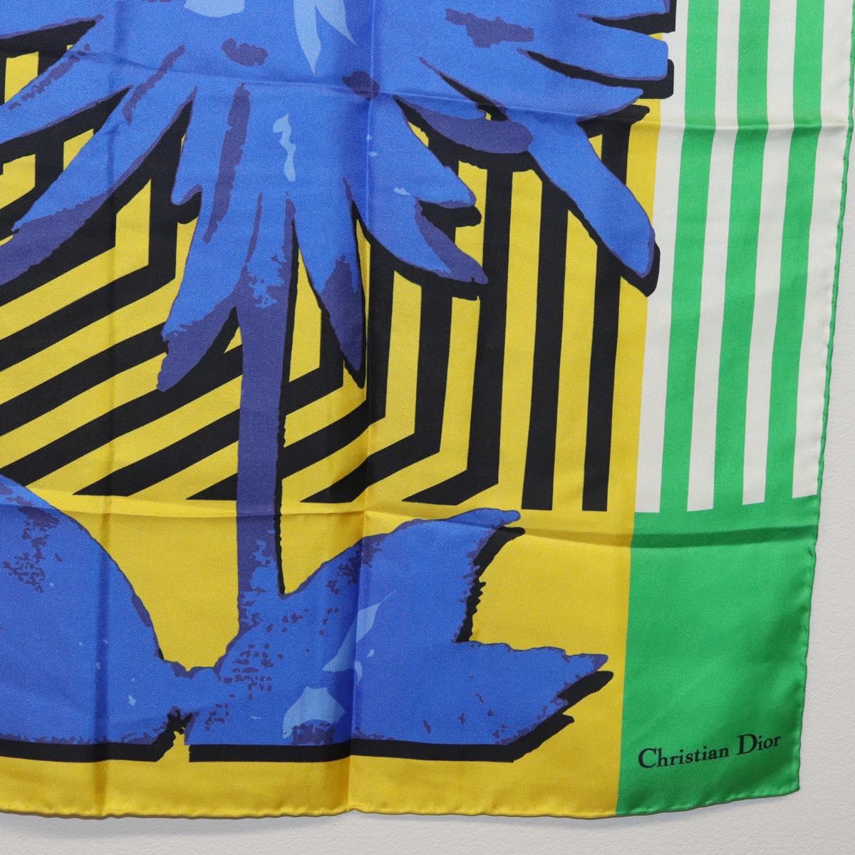 Christian Dior Scarf Silk Yellow Auth BA12629A