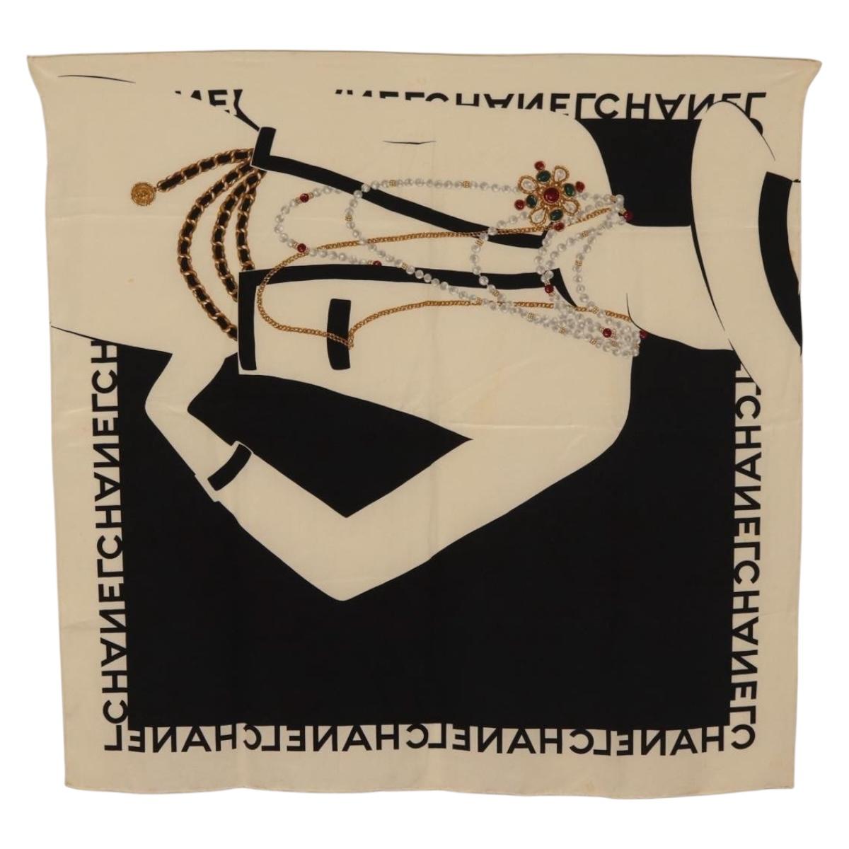 CHANEL Scarf Silk Black CC Auth BA12630