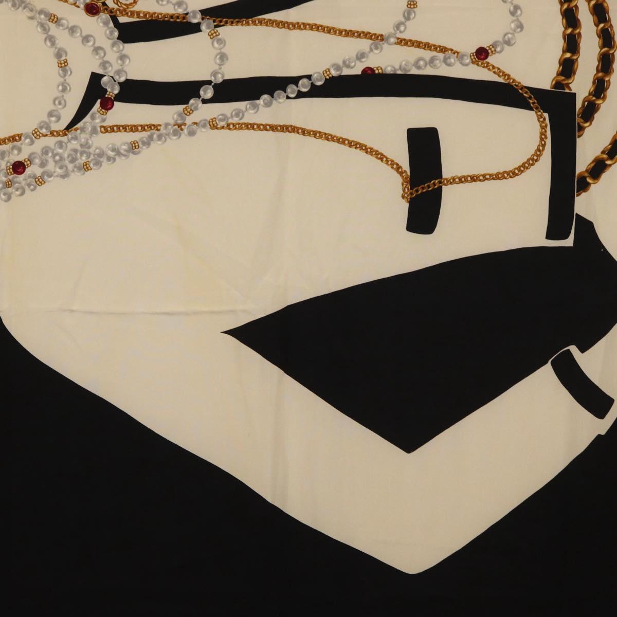 CHANEL Scarf Silk Black CC Auth BA12630