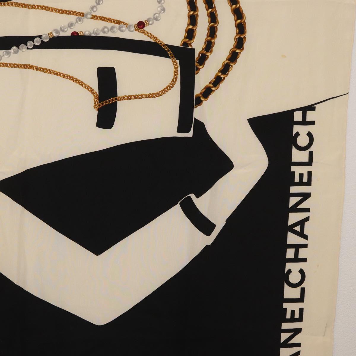 CHANEL Scarf Silk Black CC Auth BA12630
