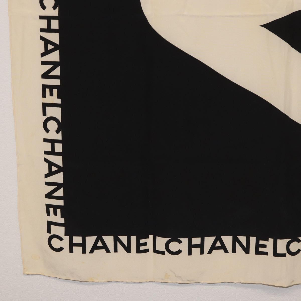 CHANEL Scarf Silk Black CC Auth BA12630
