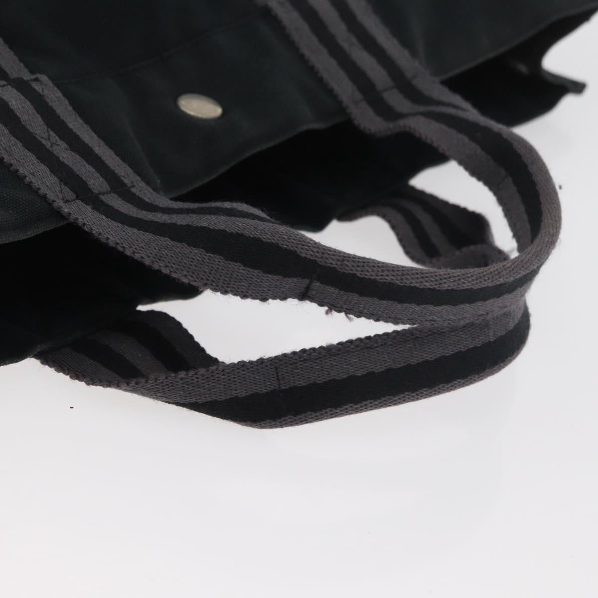 HERMES Fourre Tout MM Tote Bag cotton Black Silver Auth BA12637