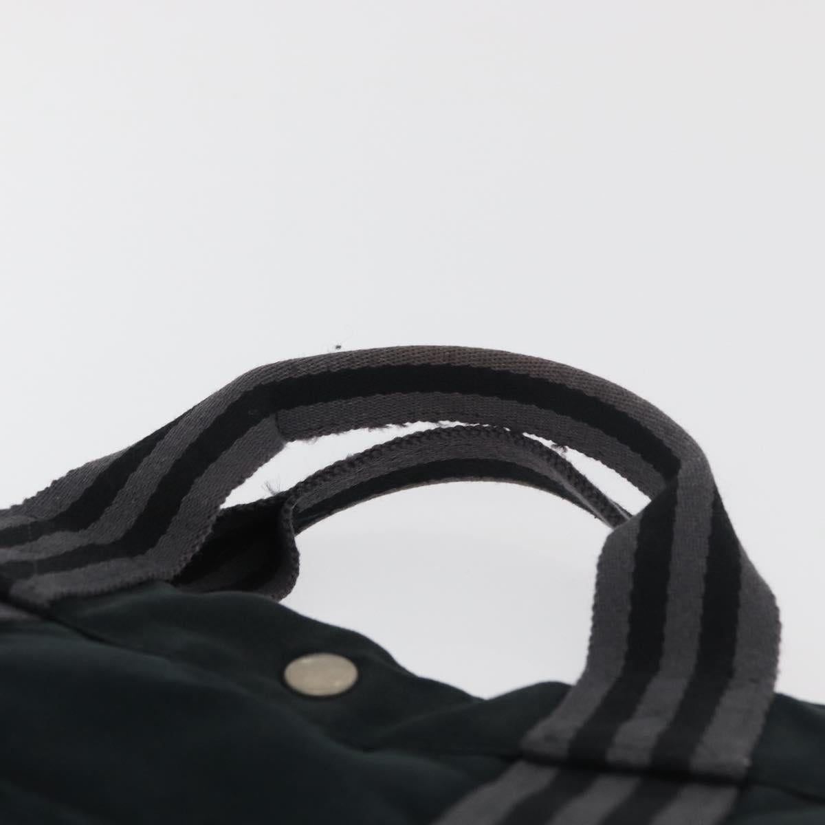 HERMES Fourre Tout MM Tote Bag cotton Black Silver Auth BA12637