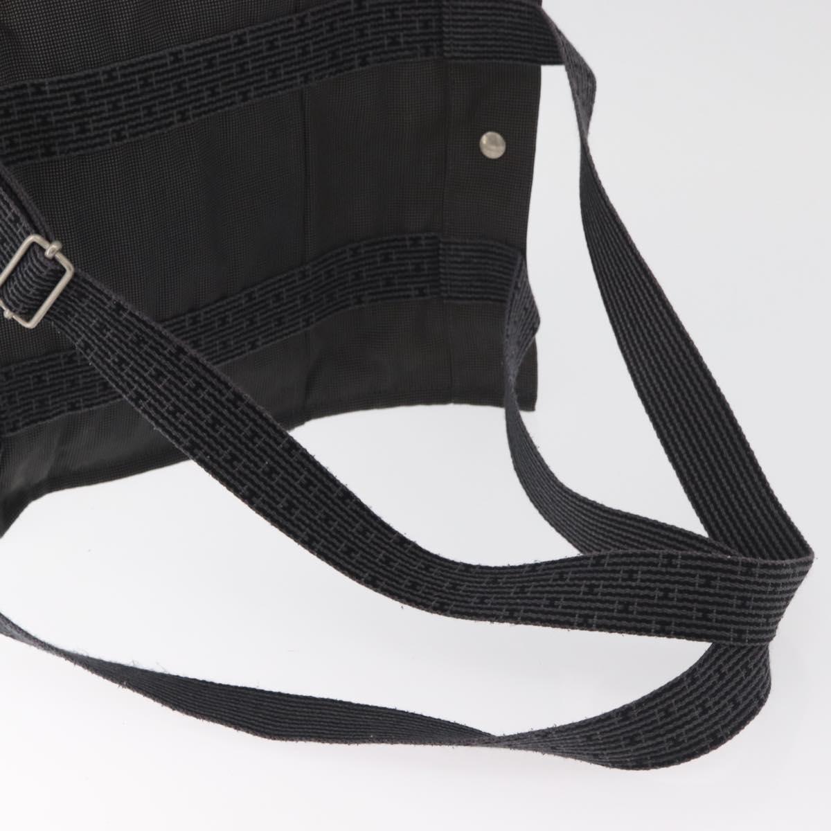 HERMES Her Line Backpack Canvas Gray Silver Auth BA12638A