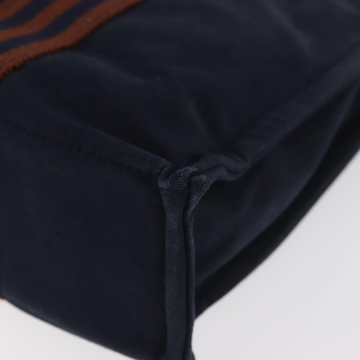 HERMES Fourre Tout PM Hand Bag Canvas Brown Navy Auth BA12639A