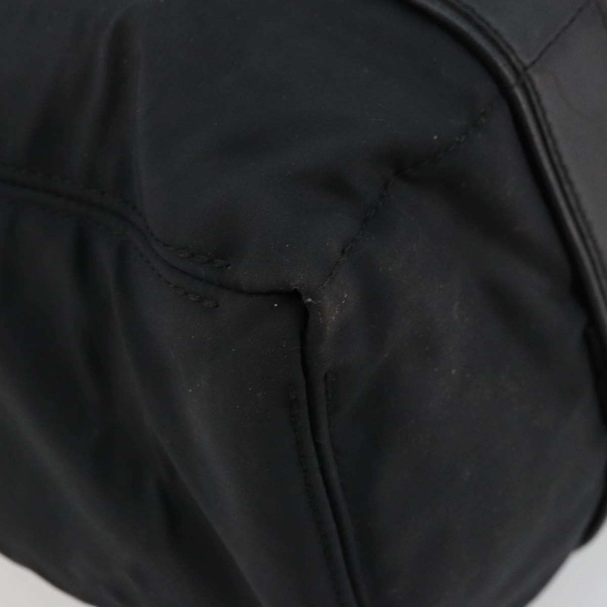 HERMES Acape Luco PM Hand Bag Nylon Black Silver Auth BA12640