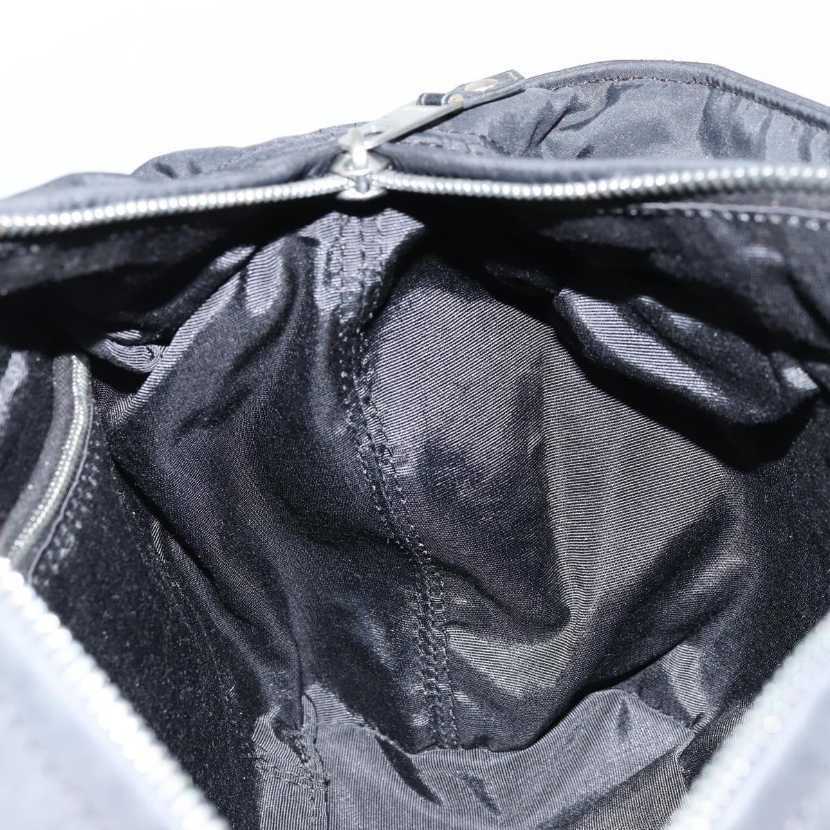 HERMES Acape Luco PM Hand Bag Nylon Black Silver Auth BA12640