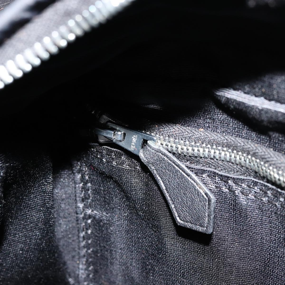 HERMES Acape Luco PM Hand Bag Nylon Black Silver Auth BA12640