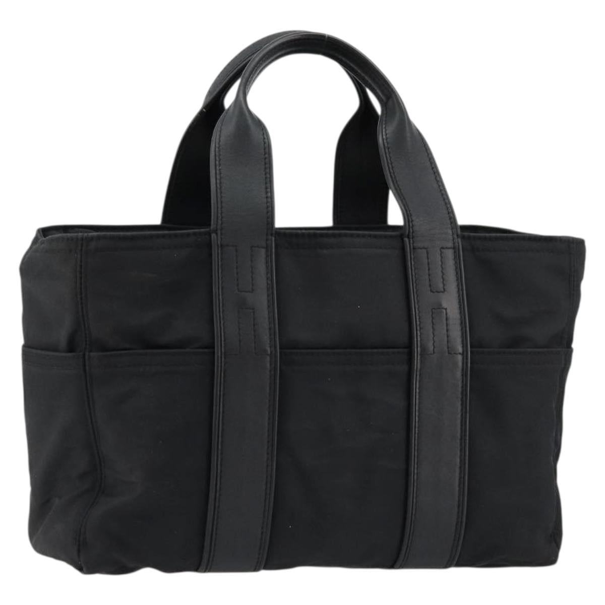 HERMES Acape Luco PM Hand Bag Nylon Black Silver Auth BA12640