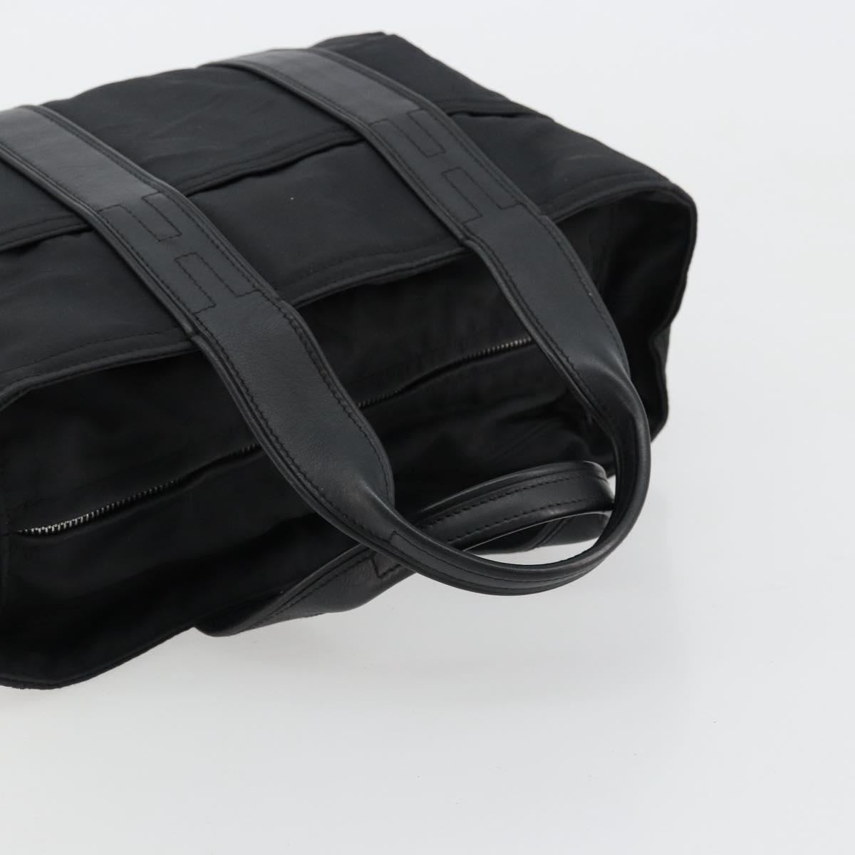 HERMES Acape Luco PM Hand Bag Nylon Black Silver Auth BA12640