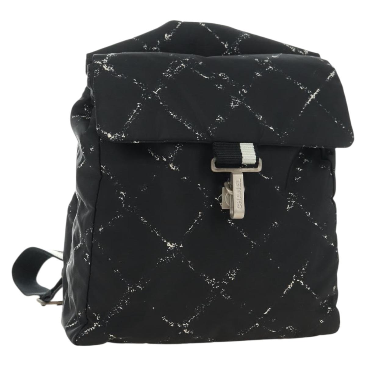 CHANEL New Travel line Backpack Nylon Black CC Auth BA12647V