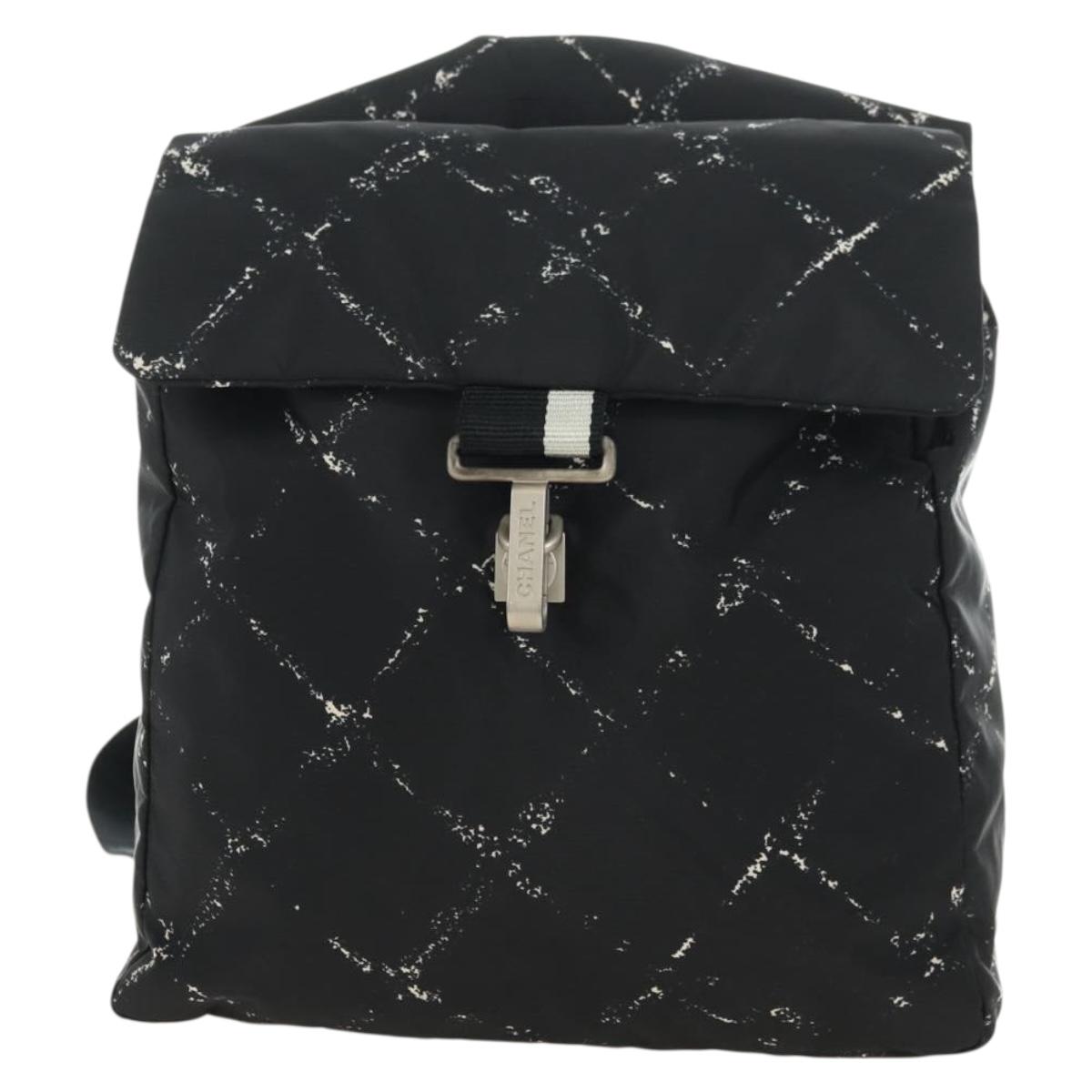 CHANEL New Travel line Backpack Nylon Black CC Auth BA12647V