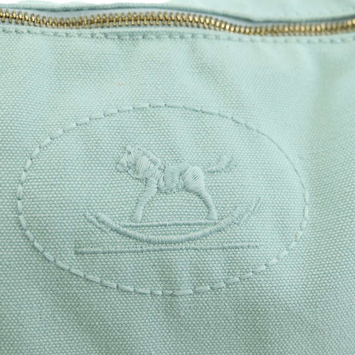 HERMES Bolide Pouch Cotton Light Blue Gold Auth BA12648V