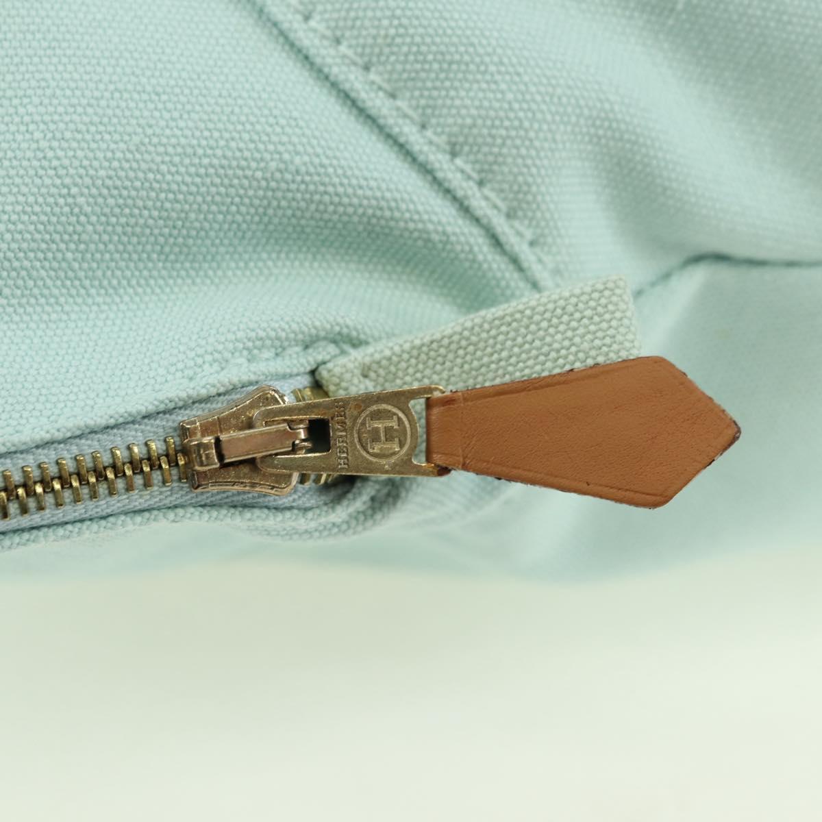 HERMES Bolide Pouch Cotton Light Blue Gold Auth BA12648V