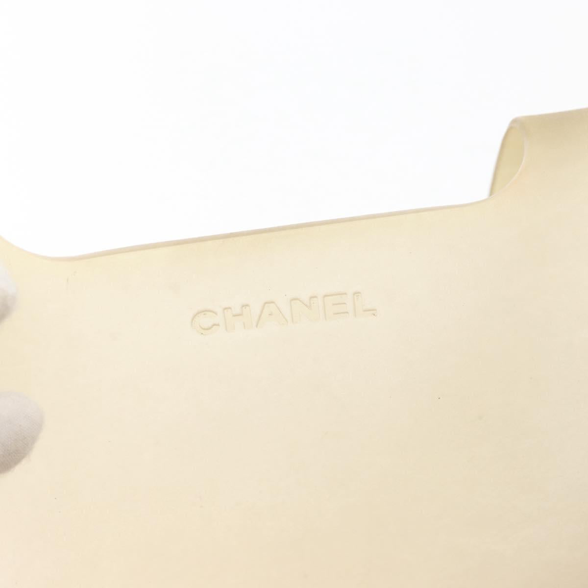 CHANEL Tote Bag Rubber Khaki Silver CC Auth BA12649
