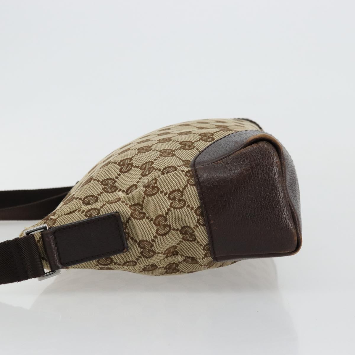 GUCCI GG Canvas Shoulder Bag Beige Silver 114273 Auth BA12651