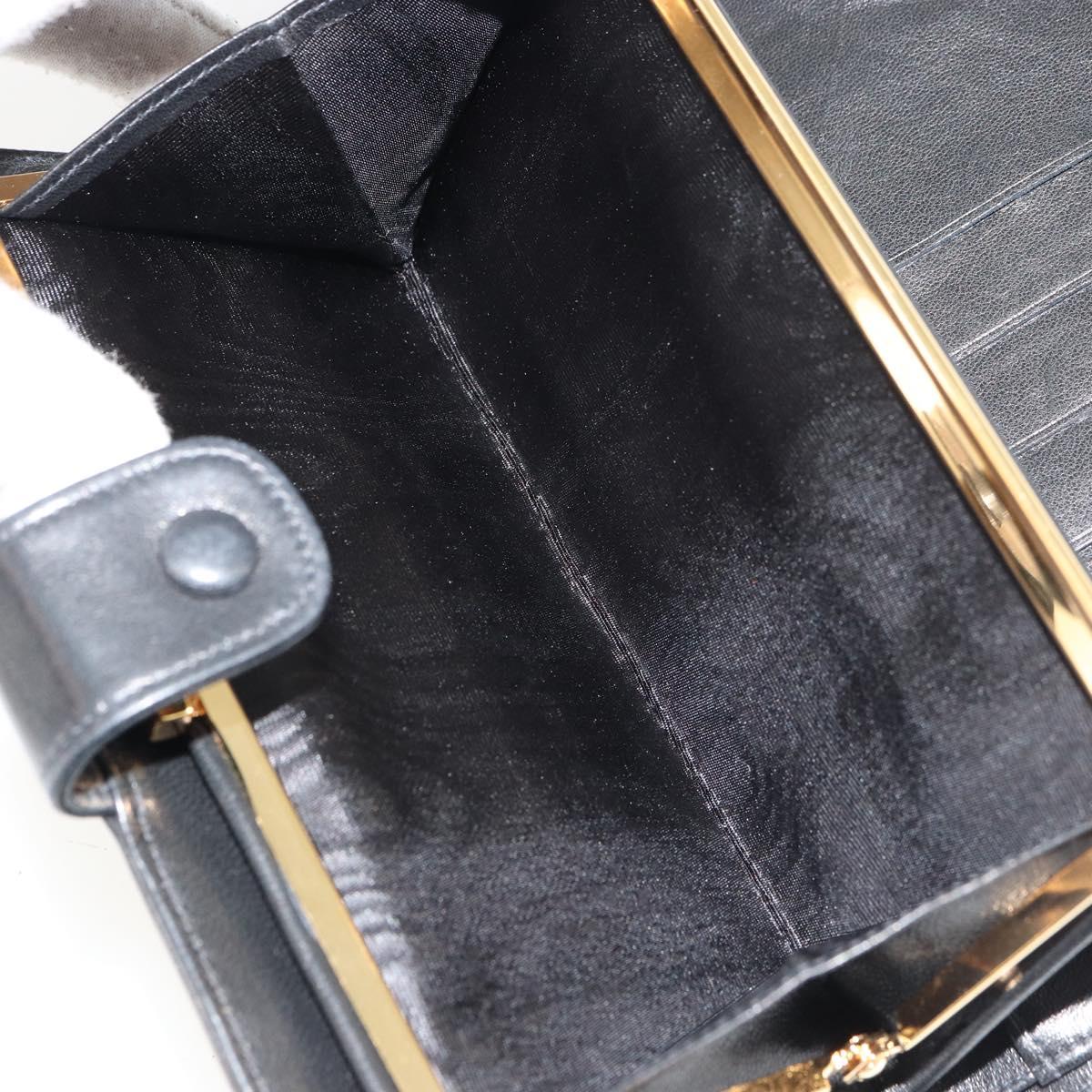 CHANEL Long Wallet Lamb Skin Black CC Auth BA12654A