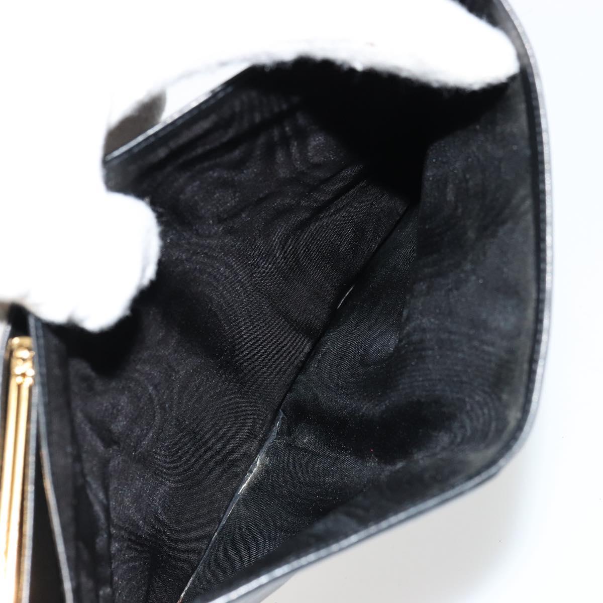 CHANEL Long Wallet Lamb Skin Black CC Auth BA12654A