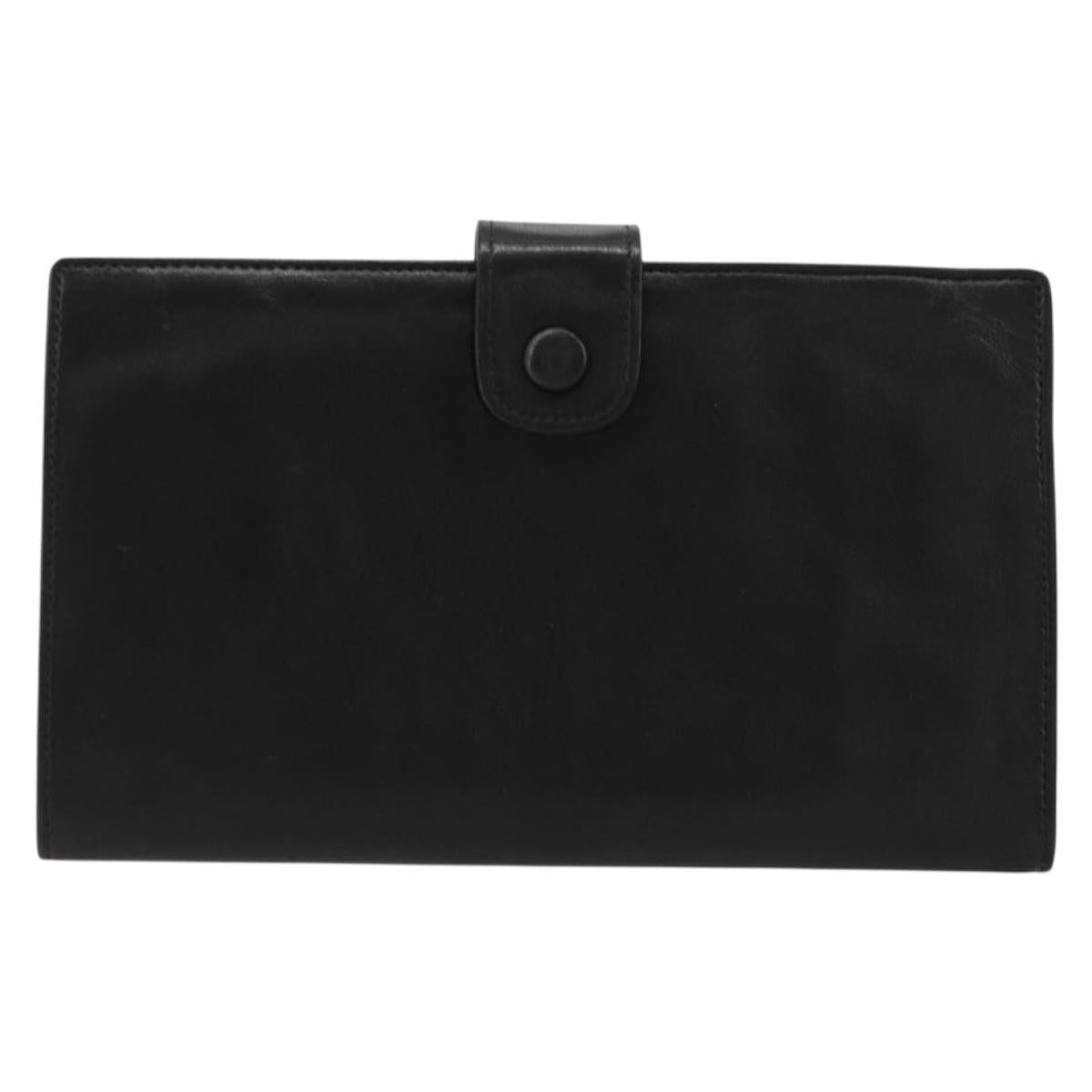 CHANEL Long Wallet Lamb Skin Black CC Auth BA12654A
